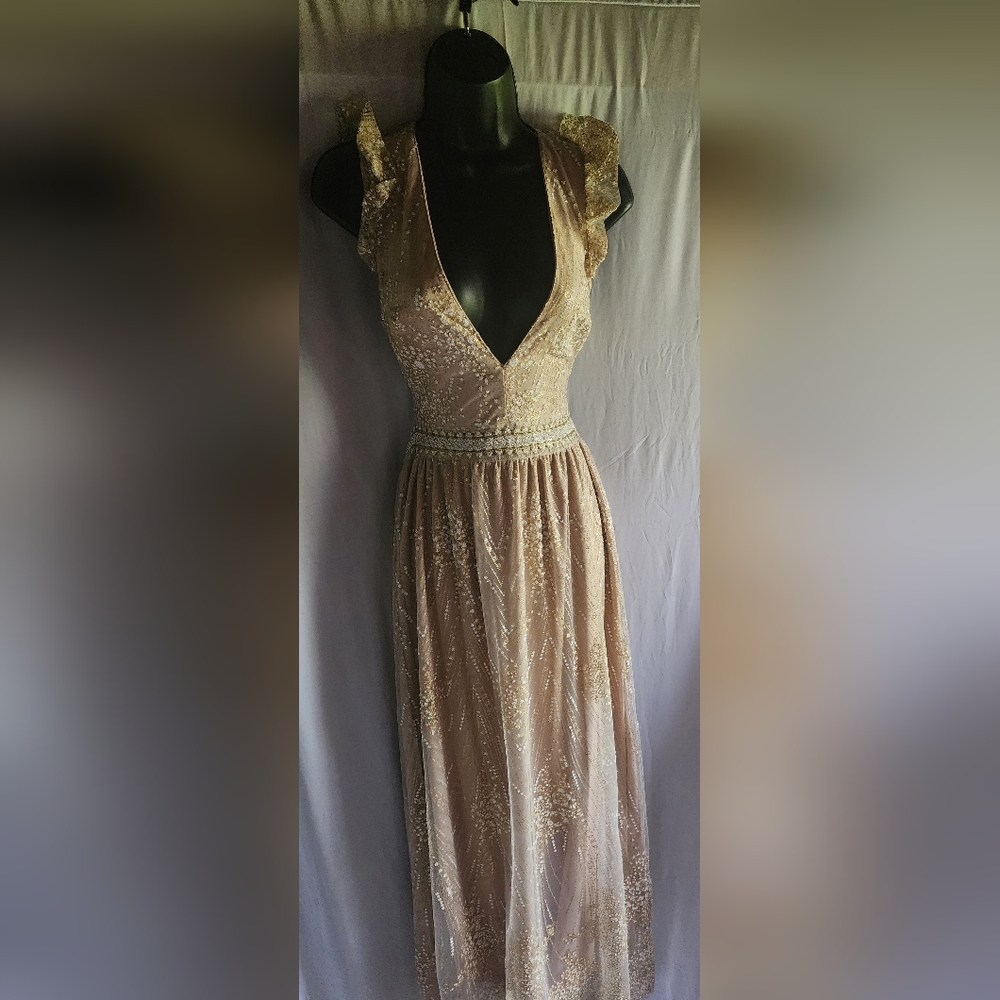 Hello Molly Gold Backless Dress